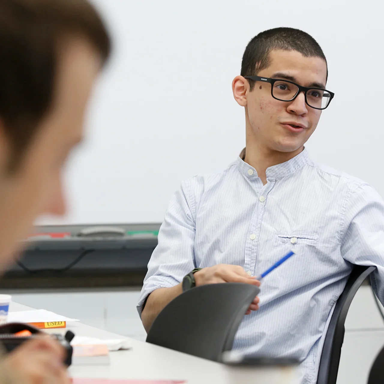 A student speaks in class.