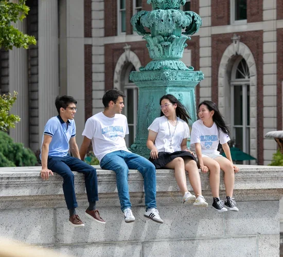 Visiting Student program, students sitting on Low Library steps