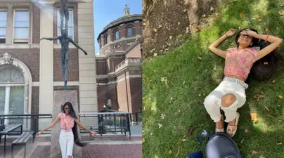 Tow joined photos of Naisha Kumar on campus locations